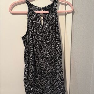 White House Black Market Black and White Chevron Blouse